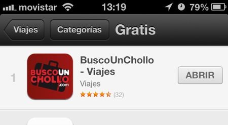 La App de BuscoUnChollo.com en el Top 1 de descargas de Apps gratuitas de Viajes de la App Store