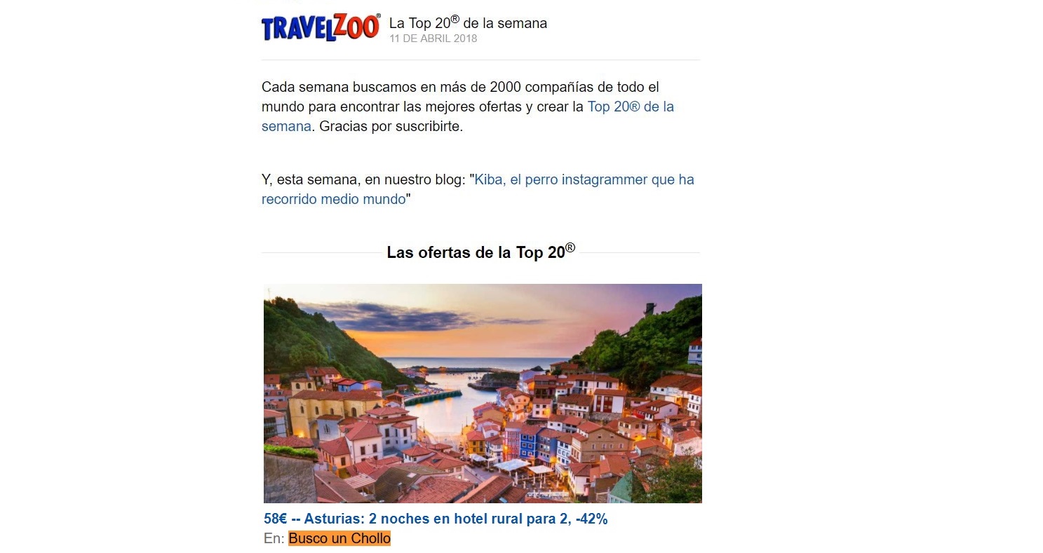 Nota Travelzoo con ferta de 58€ Asturias: 2 noches en el hotel rural para 2, -42% en buscounshollo.com