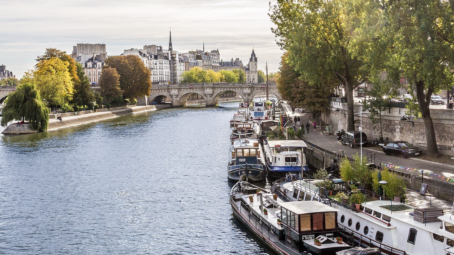 Pont Neuf y la Île de la Cité desde las orillas del Sena, en París